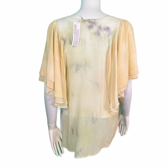 YOUNG FABULOUS & BROKE Flutter Sleeves Tie Dye Top.Size M - Picture 2 of 13